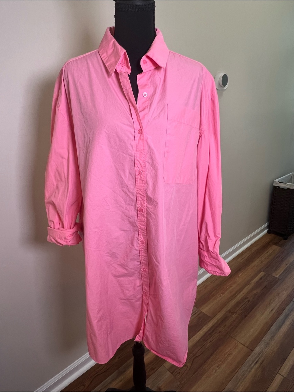 English Factory Pink Button-Front Shirt Dress